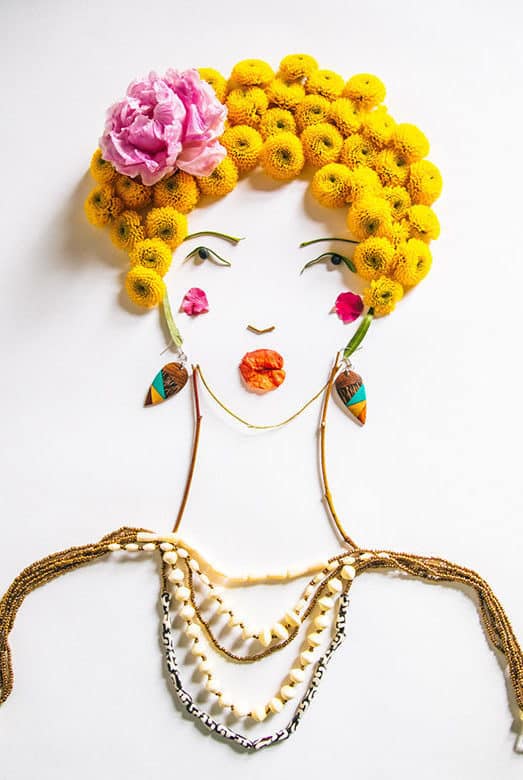 Noonday: Woman illustration with flowers and jewelry